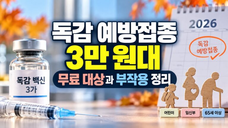 독감 예방접종 가격 2026 - 3가 3만 원대, 무료 대상, 부작용 정리 표지 이미지