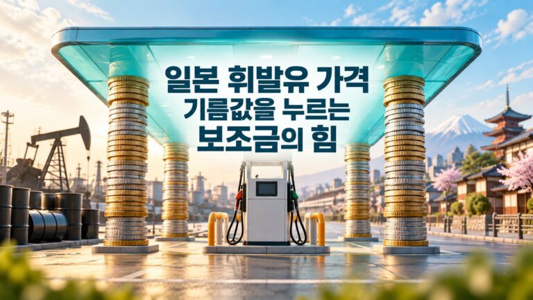 일본 휘발유 가격 170엔과 보조금이 없을 때 213엔을 비교한 그림