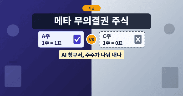 메타 무의결권 주식 클래스 C와 의결권 있는 A주를 비교한 그림