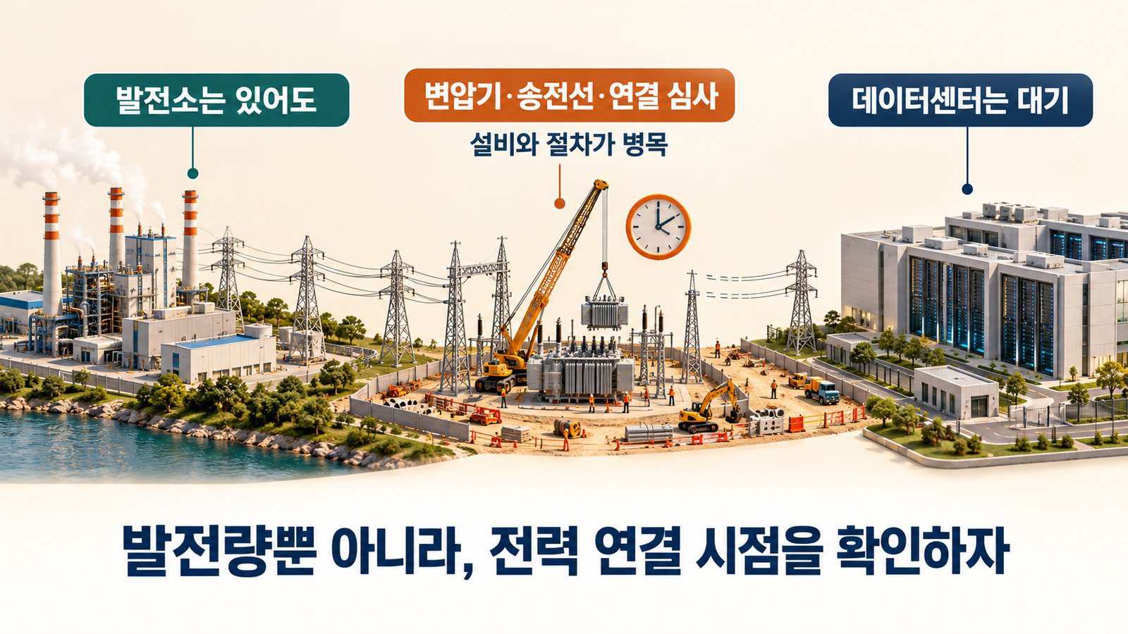 전력망 병목: 발전소가 있어도 데이터센터에 전기가 못 가는 이유 한눈에 정리